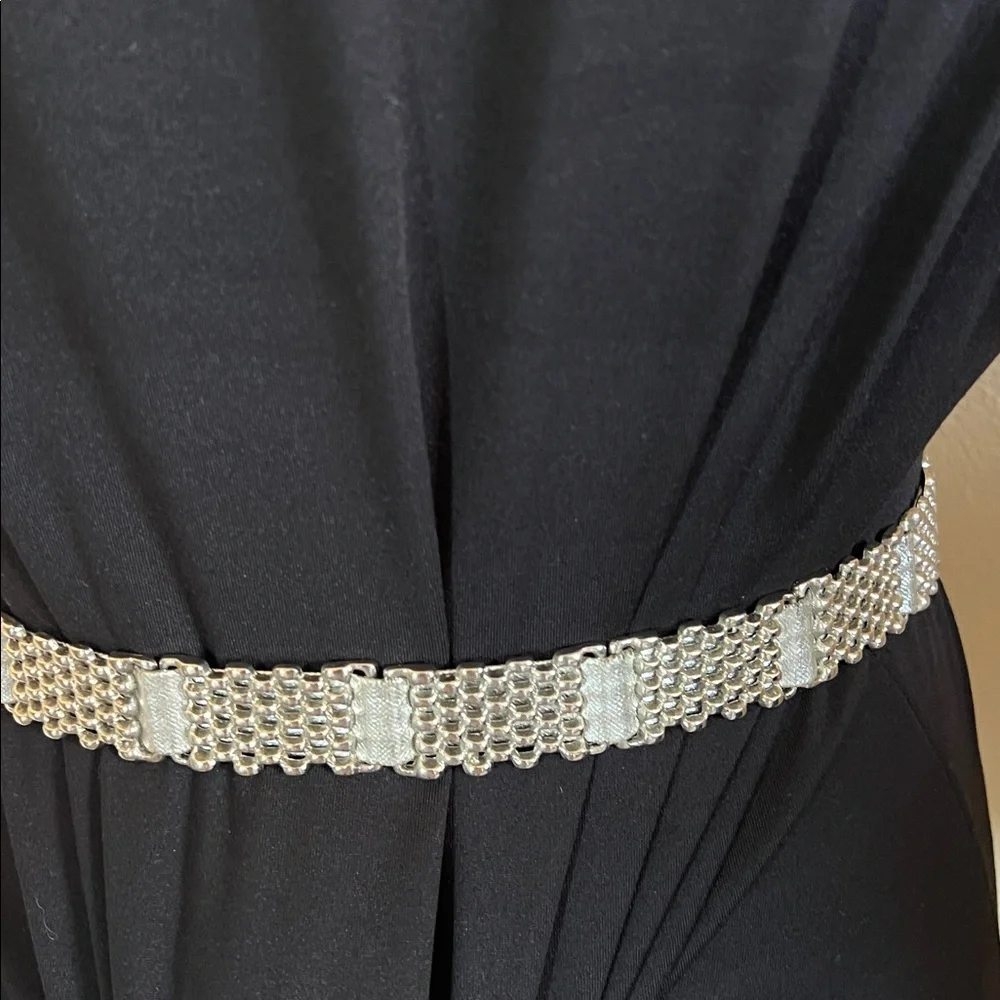 Silver Women's Belt with Chain Detail